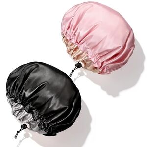 Hair Bonnet Set - Black and Pink